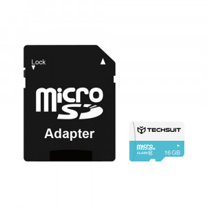 Card de Memorie MicroSDHC 16GB + Adaptor - Techsuit - Black - Img 1
