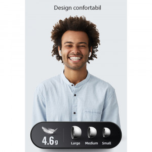 Casti Bluetooth Wireless Noice Cancellation - USAMS LY Series (BHULY06) - White - Img 3