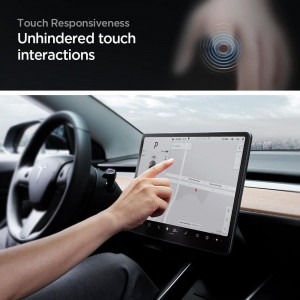 Folie pentru Display Auto Tesla Model Y / 3 - Spigen Glas.tR EZ-FIT- Clear - Img 4