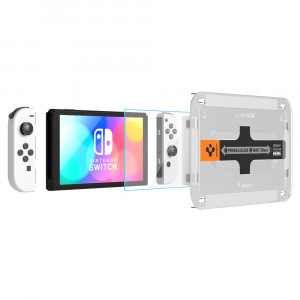Folie pentru Nintendo Switch OLED (set 2) - Spigen Glas.tR EZ FIT - Clear - Img 3