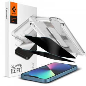 Folie protectie telefon iPhone 13 / 13 Pro / iPhone 14 (set 2) - Spigen Glas.TR EZ FIT Privacy - Clear