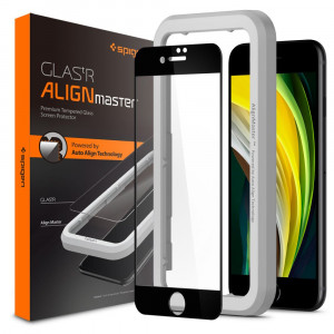 Folie protectie telefon iPhone 7 / 8 / SE 2020 / SE 2022 - Spigen Glass.TR Align Master - Black - Img 1