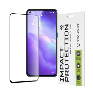 Folie protectie telefon Oppo Reno5 5G / Find X3 Lite 5G - Techsuit 111D Full Cover / Full Glue Glass - Black - Img 1