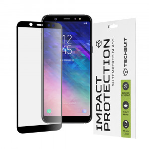 Folie protectie telefon Samsung Galaxy A6 Plus 2018 - Techsuit 111D Full Cover / Full Glue Glass - Black