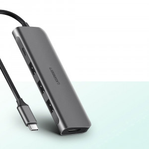 Hub Type-C la 3xUSB 3.0, HDMI, Type-C PD100W, 4k@30Hz - Ugreen (50209) - Gray - Img 3