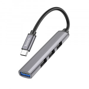Hub Type-C la USB 3.0, 3xUSB 2.0 - Hoco (HB26) - Grey - Img 1