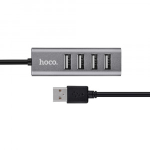 Hub USB la 4x USB 2.0, 480Mbps, 5V - Hoco (HB1) - Tarnish - Img 2