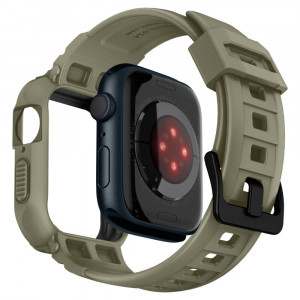 Husa pentru Apple Watch 4 / 5 / 6 / 7 / 8 / SE / SE 2 (44 / 45mm) + Curea - Spigen Rugged Armor Pro - Vintage Khaki - Img 2