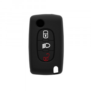 Husa pentru cheie Citroen C1, C2, C3, C4, C5/Peugeot - Techsuit Car Key Case (1021.01) - Black - Img 1