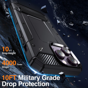 Husa telefon iPhone 15 Pro - Techsuit Hybrid Armor Kickstand - Black - Img 4