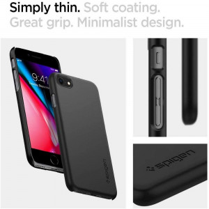 Husa telefon iPhone 7 / 8 / SE 2 / SE 2020 / SE 2022 - Spigen Thin Fit - Black - Img 3