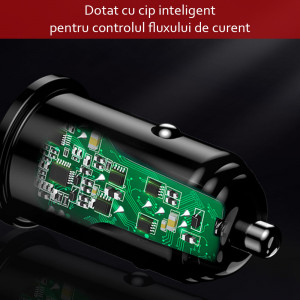 Incarcator Auto QC3.0, FCP, AFC, 20W, 4A - Yesido (Y38) - Black - Img 2