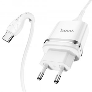 Incarcator Priza USB-A, 10W, 2.4A + Cablu Type-C - Hoco Ardent (N1) - White - Img 2