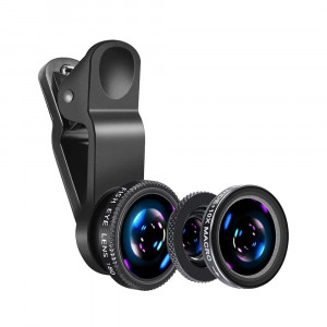 Lentile pentru telefon (set 3) - Techsuit Macro, Wide Angle, Fish Eye (W33) - Black - Img 2