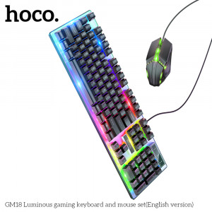 Set Tastatura si Mouse USB, cu Lumini RGB, 1.5m, DPI (800 - 1200) - Hoco GM18 - Black - Img 3