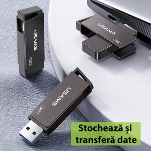 Stick de Memorie USB 128GB - USAMS Rotable (US-ZB197) - Iron Gray - Img 4