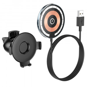 Suport Auto cu Incarcare Fara Fir, 15W - Hoco Discovery Edition (CW42) - Black - Img 2