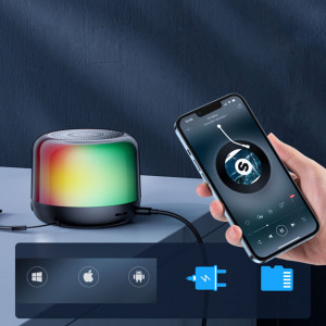 Boxa cu lumini RGB, Portabila, cu Bluetooth V5.1 - JoyRoom (JR-ML03) - Black - Img 3