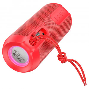 Boxa Wireless BT 5.1, FM, Card TF, Disk U, Lumini RGB, 10W, 1200mAh - Hoco Artistic Sports (BS48) - Red - Img 2