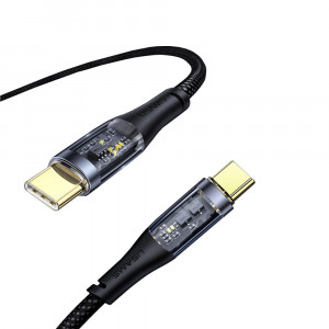 Cablu de Date Type-C la Type-C PD, 100W, 1.2m - USAMS Icy Series (US-SJ574) - Black - Img 1