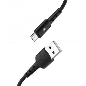 Cablu de Date USB-A la Micro-USB 10W, 2A, 1.2m - Hoco Star (X30) - Black - Img 2