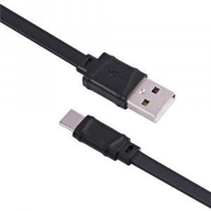Cablu de Date USB-A la Type-C 12W, 2.4A, 1m - Hoco Bamboo (X5) - Black - Img 2