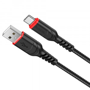 Cablu de Date USB-A la USB Type-C 12W, 2.4A, 1m - Hoco Victory (X59) - Black - Img 1
