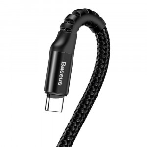 Cablu de Date USB la Type-C, 2A/100cm, 1m - Baseus Fish Eye Spring (CATSR-01) - Black - Img 2