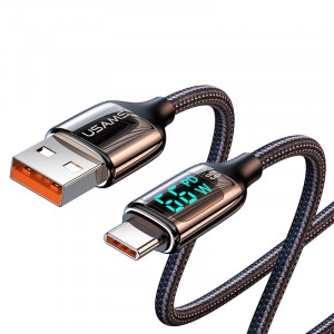 Cablu de Date USB la Type-C 66W, Digital Display, Fast Charge, 1.2m - USAMS U78 (US-SJ544) - Black - Img 3