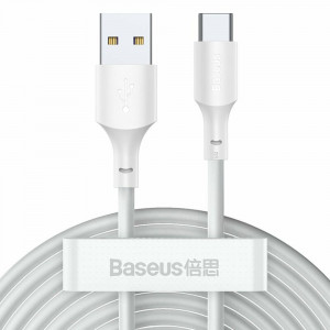 Cablu de Date USB la Type-C, Fast Charging 5A, 40W, 1.5m (set 2) - Baseus (TZCATZJ-02) - White - Img 1