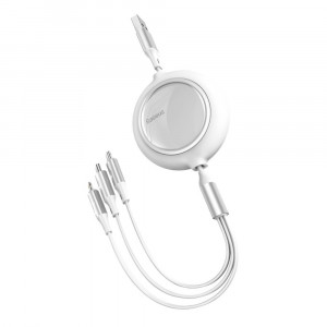 Cablu de Date USB la Type-C, Lightning, Micro-USB 3.5A, 1.2m - Baseus (CAMLT-MJ02) - White - Img 1