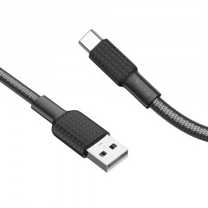 Cablu de Date USB la Type-C PD 60W, 3A, 1m - Hoco Jaeger (X69) - Black / White - Img 2