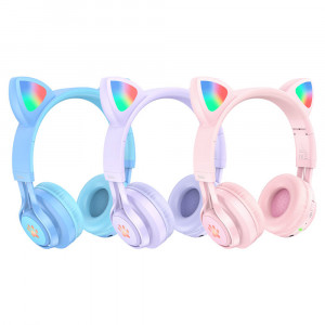 Casti pentru Copii, Ajustabile - Hoco Cat Ear (W39) - Purple - Img 4