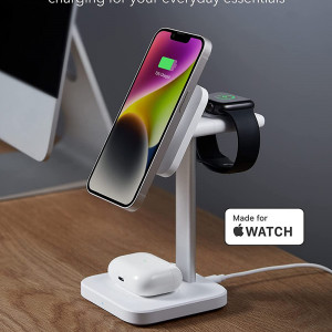 ESR - Charging Station 3in1 HaloLock - for iPhone, AirPods and Apple Watch, with Detachable Watch Charger Set, EU Plug - White - Img 3
