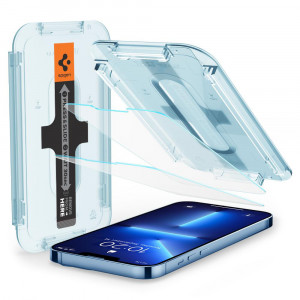 Folie protectie telefon iPhone 13 Pro Max (set 2) - Spigen Glas.TR EZ FIT - Clear - Img 3