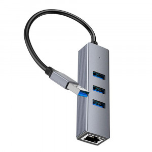 Hoco - Docking Station Easy Link (HB34) - USB to USB3.0, Ethernet, 1000Mbps - Metal Gray - Img 4