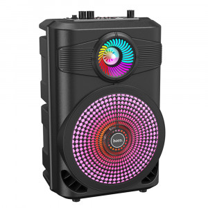 Hoco - Wireless Speaker Mature (BS46) - Bluetooth 5.0, FM, USB, TF Card, AUX, TWS, with Microphone, 10W, 1800mAh - Black - Img 1