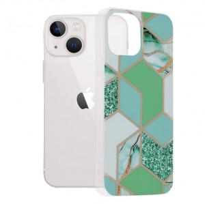 Husa telefon iPhone 13 mini - Techsuit Marble Series - Green Hex - Img 1