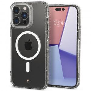 Husa telefon iPhone 14 Pro Max + Folie (set 2) - Spigen Cyrill Shine 360 Mag Safe - Glitter Clear - Img 2