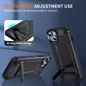 Husa telefon iPhone 14 Pro - Techsuit Hybrid Armor Kickstand - Black - Img 3