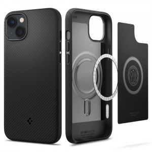 Husa telefon iPhone 14 - Spigen Mag Armor - Matte Black - Img 1