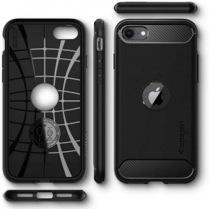 Husa telefon iPhone SE 2, SE 2020 / SE 3, SE 2022 - Spigen Rugged Armor - Black - Img 2