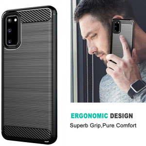 Husa telefon Samsung Galaxy S20 4G / S20 5G - Techsuit Carbon Silicone - Black - Img 4