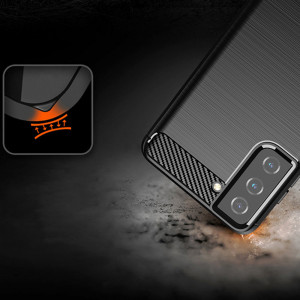 Husa telefon Samsung Galaxy S21 5G - Techsuit Carbon Silicone - Black - Img 4