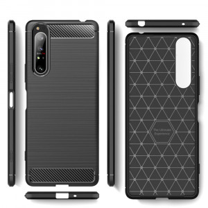 Husa telefon Sony Xperia 5 II - Techsuit Carbon Silicone - Black - Img 3