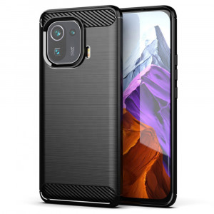Husa telefon Xiaomi Mi 11 Pro - Techsuit Carbon Silicone - Black - Img 1