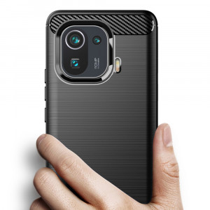 Husa telefon Xiaomi Mi 11 Pro - Techsuit Carbon Silicone - Black - Img 2