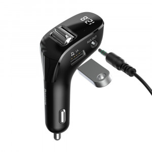 Incarcator Auto Cu Modulator FM 2xUSB 15W 2A - Baseus F40 (CCF40-01) - Black - Img 3