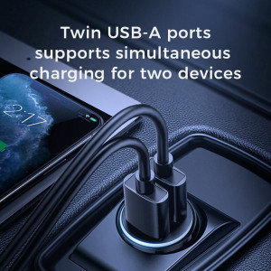 Incarcator Auto Dual USB, Fast Charging 3.1A, 15W - JoyRoom (C-A06) - Black - Img 2