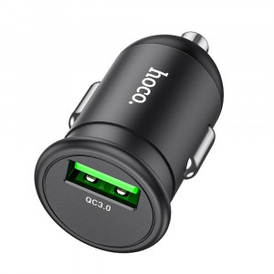 Incarcator Auto USB-A, QC 3.0, 18W, 3A - Hoco (Z43 Mighty) - Black - Img 1